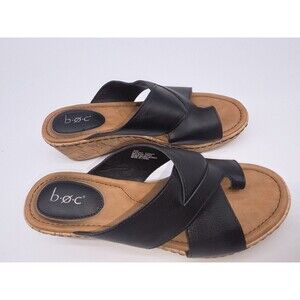 B.O.C. Born Concept Women's Summer Wedge Black Sandals Size 9 M Slip On Comfort